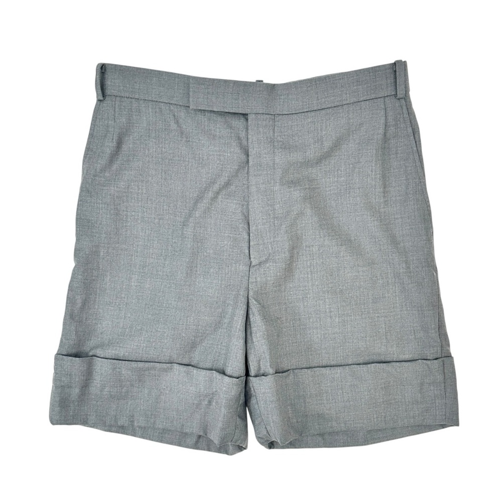 Thom Browne Gray Fold Over Cuffed Wool Dress Shorts sz 2
